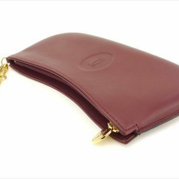 Cartier Pouch Bag Mastline Red leather Woman unisex  Authentic Cartier Pouch Mastline leather Red Woman unisex